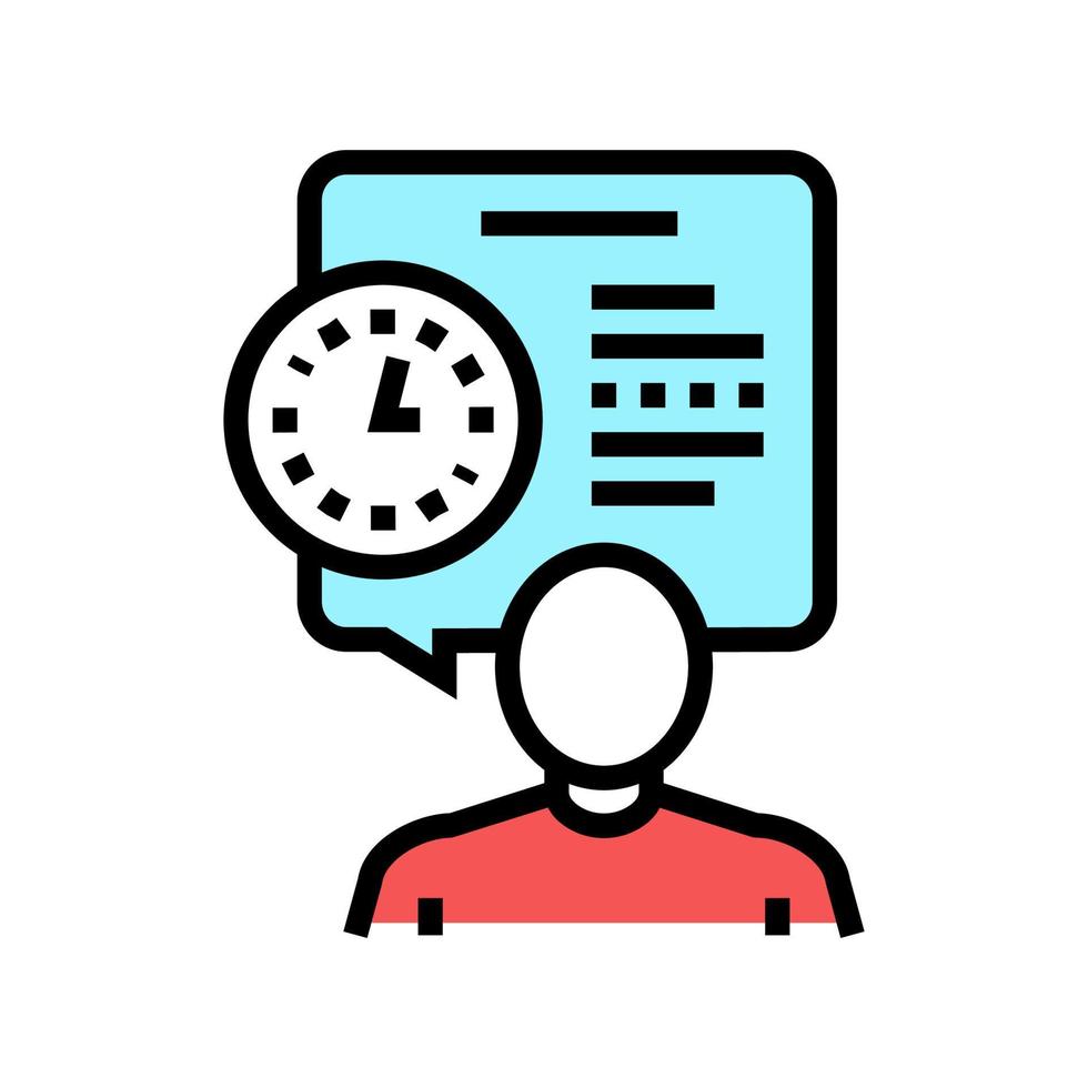 human talk about task time scheduling color icon vector illustration