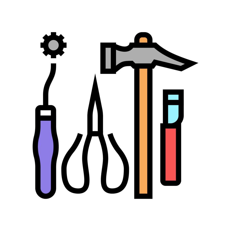 Ilustración de vector de icono de color de herramientas de reparación de zapatos