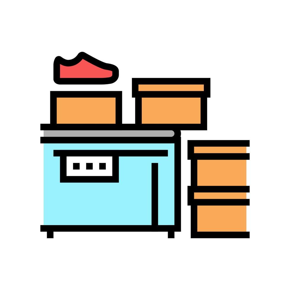 shoes packaging conveyor color icon vector illustration