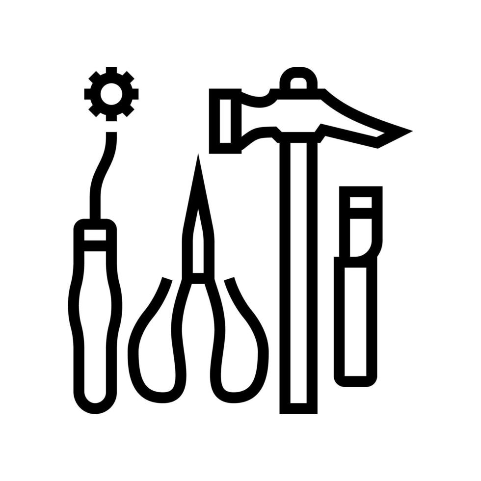 shoes repair tools line icon vector illustration