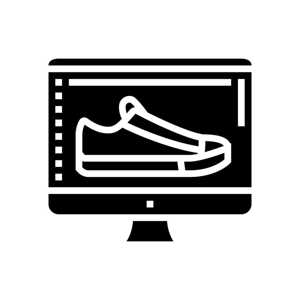 shoe design computer screen glyph icon vector illustration