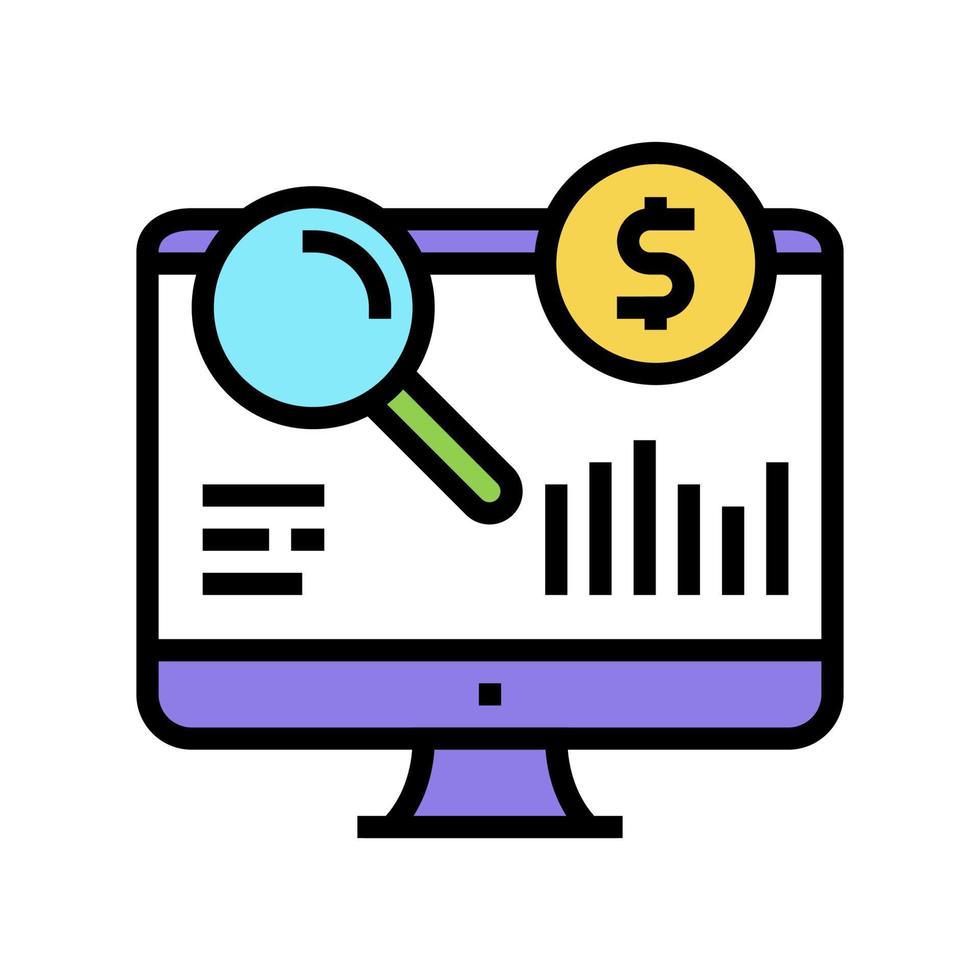 finance research color icon vector flat illustration