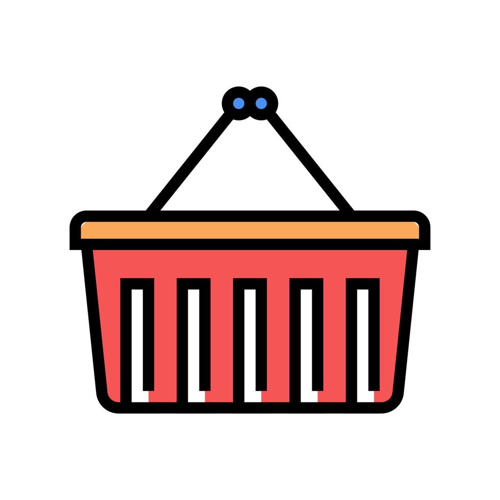 supermarket basket color icon vector flat illustration