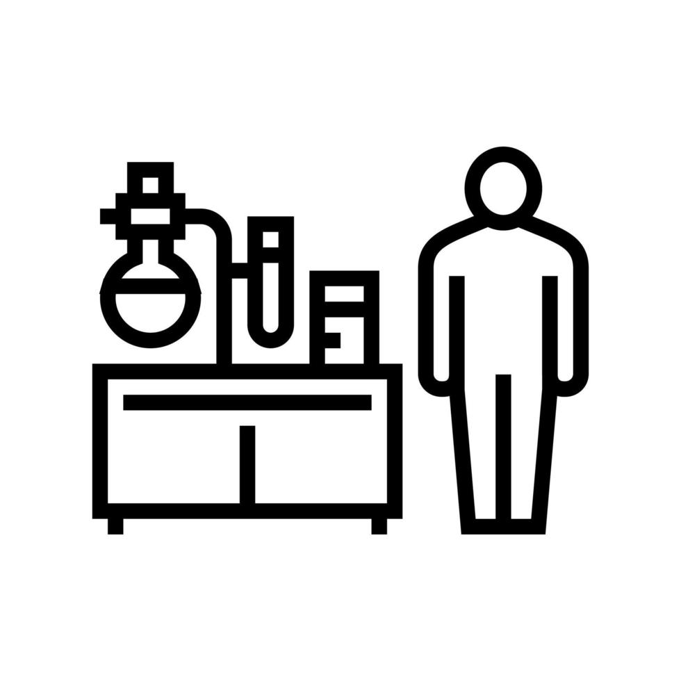 laboratorio farmacéutico trabajador línea icono vector ilustración