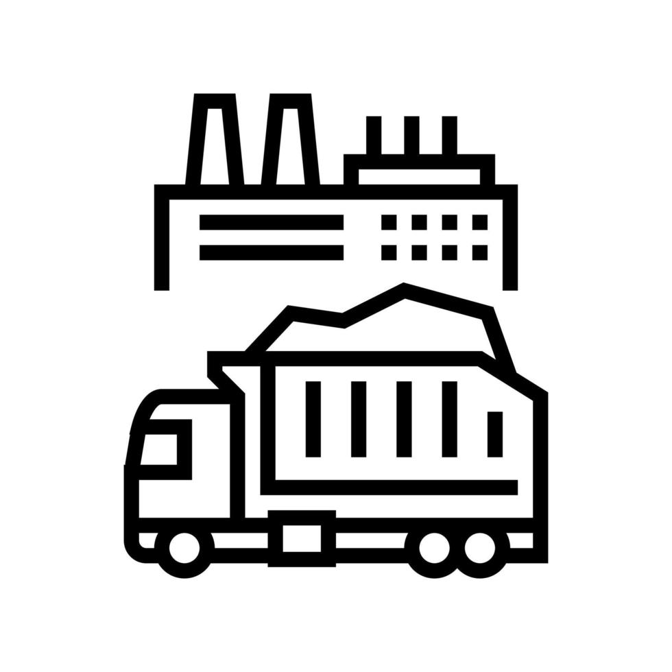 garbage truck and plant line icon vector illustration