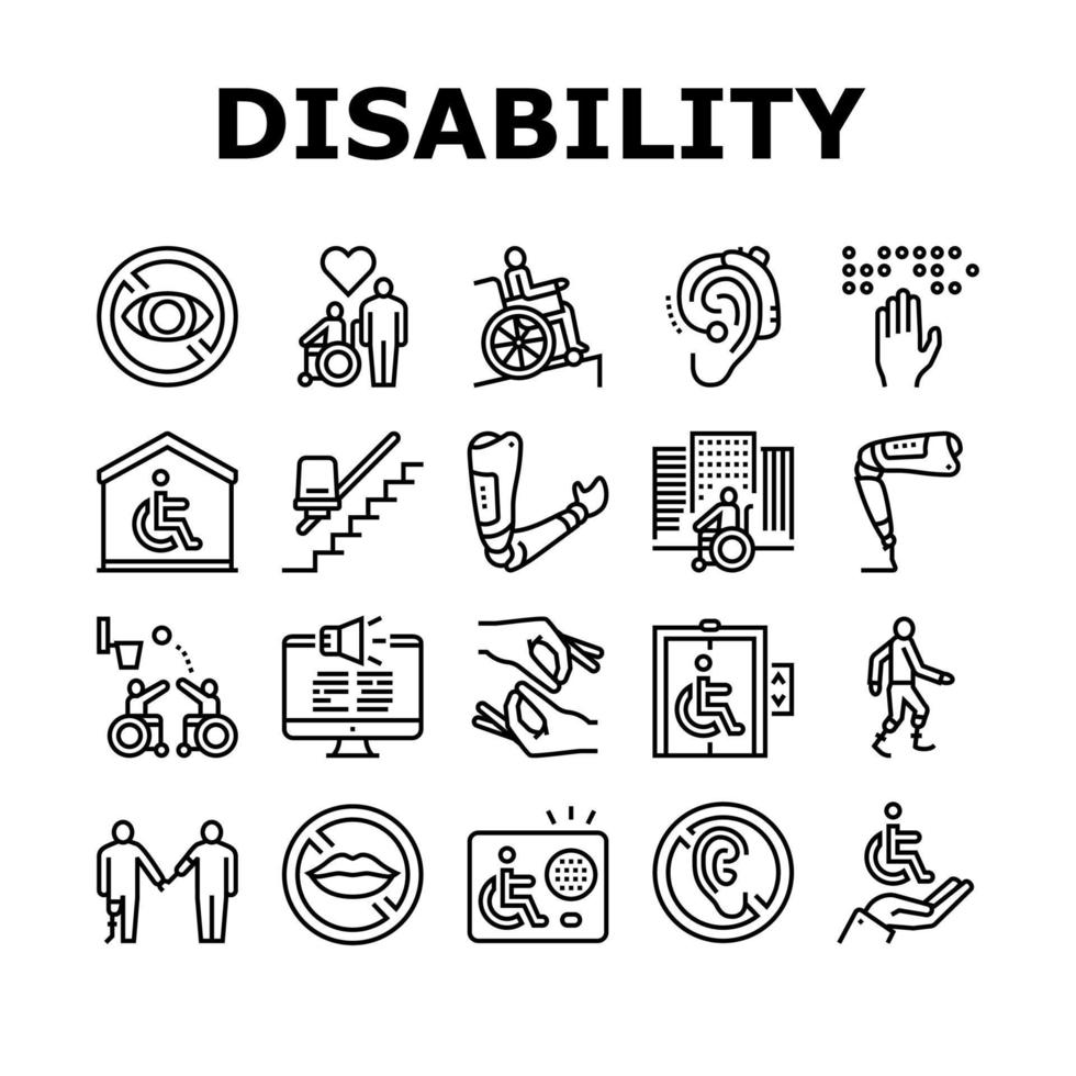 Disability Technology Collection Icons Set Vector