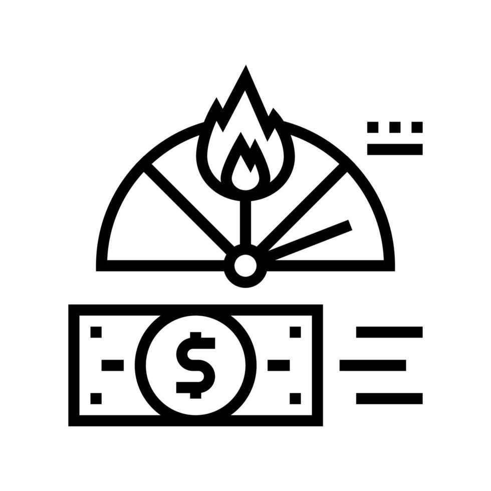 ilustración de vector de icono de línea de crisis financiera de inflación