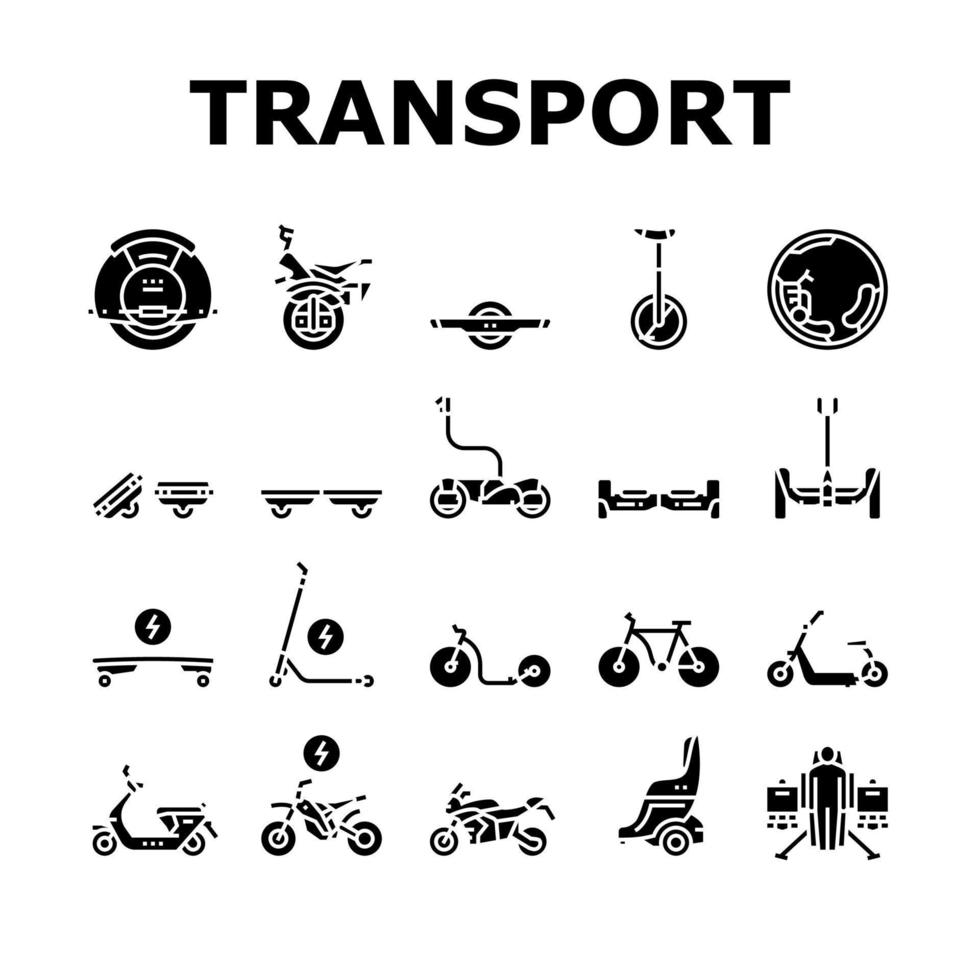 conjunto de iconos de colección de transporte personal vector