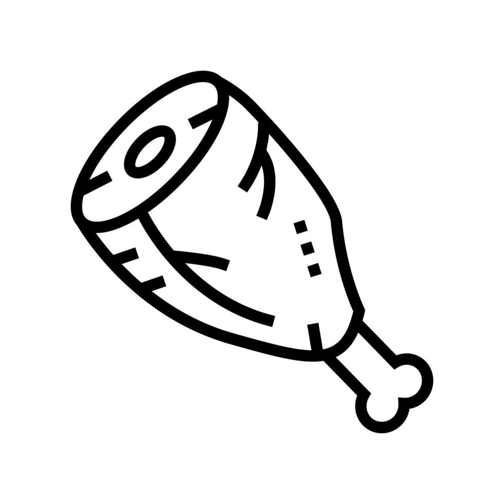 ilustración de vector de icono de línea de pierna de animal cocido