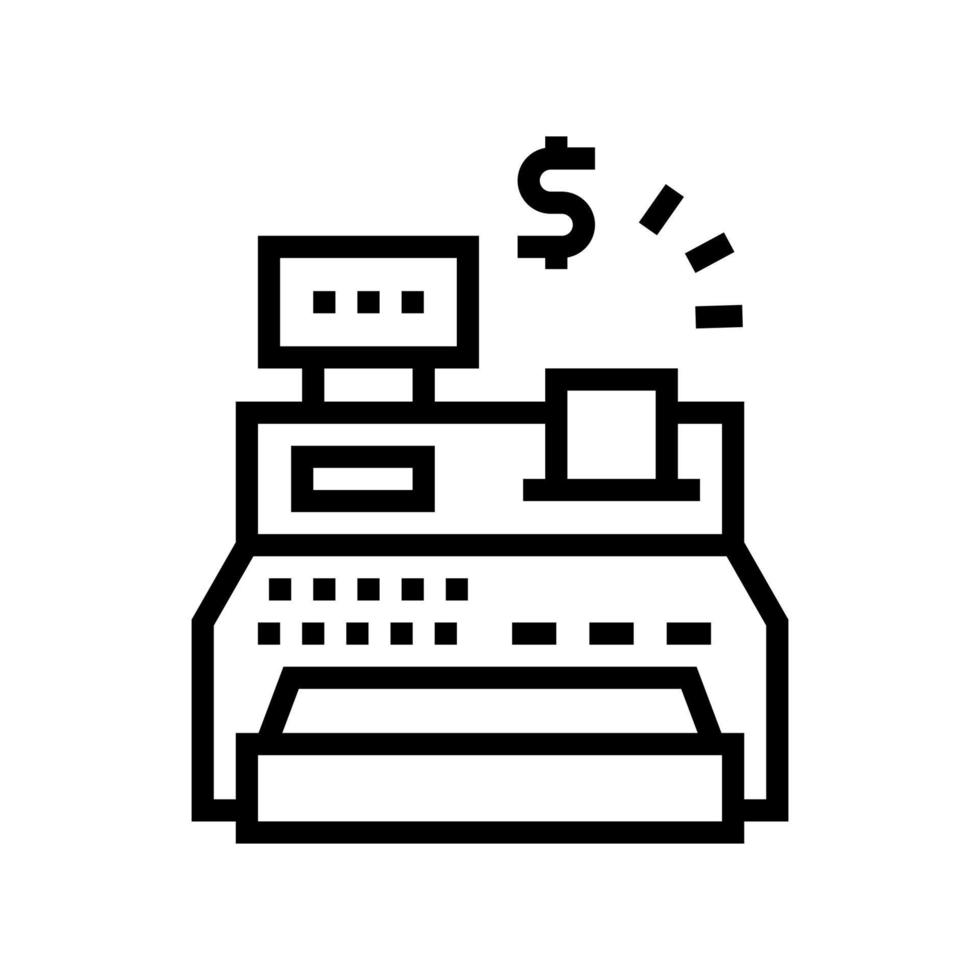 cash register supermarket tool line icon vector illustration