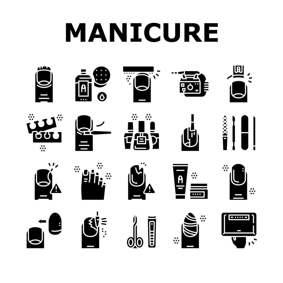 Manicure And Pedicure Collection Icons Set Vector