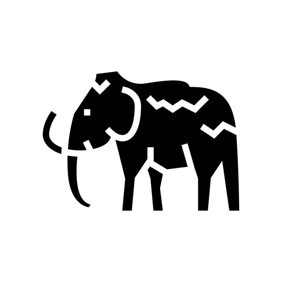 mammoth animal glyph icon vector illustration