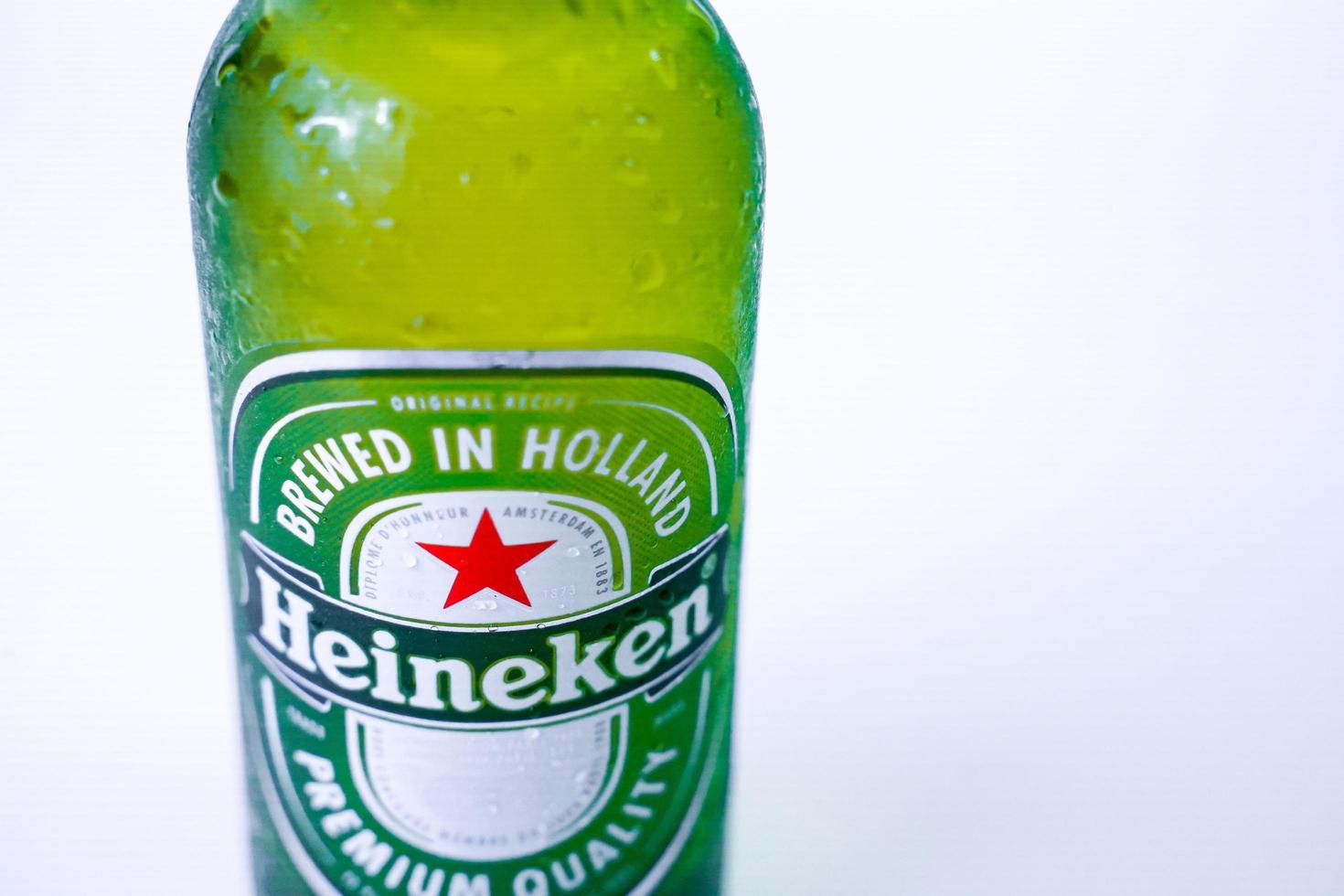 Marinette,WI-Nov29,2021- Heineken Beer, Close on Ice Since 1975, most Heineken beer has been produced at the brewery in Zoeterwoude, Netherlands. photo