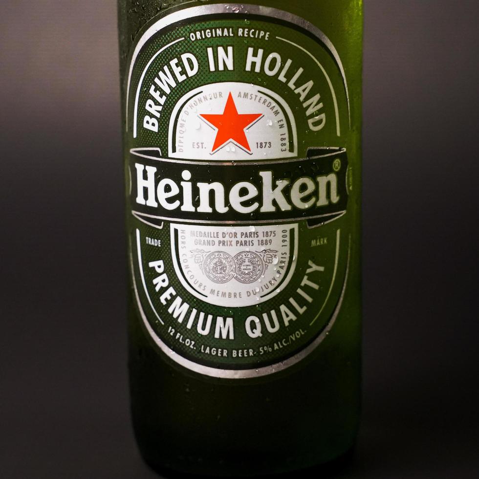 Marinette,WI-Nov29,2021- Heineken Beer, Close on Ice Since 1975, most Heineken beer has been produced at the brewery in Zoeterwoude, Netherlands. photo