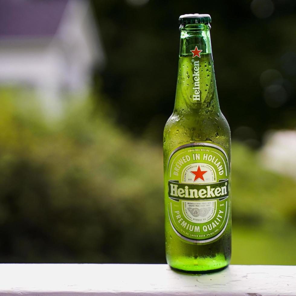 Marinette,WI-Nov29,2021- Heineken Beer, Close on Ice Since 1975, most Heineken beer has been produced at the brewery in Zoeterwoude, Netherlands. photo