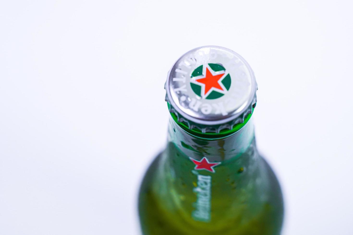 Marinette,WI-Nov29,2021- Heineken Beer, Close on Ice Since 1975, most Heineken beer has been produced at the brewery in Zoeterwoude, Netherlands. photo