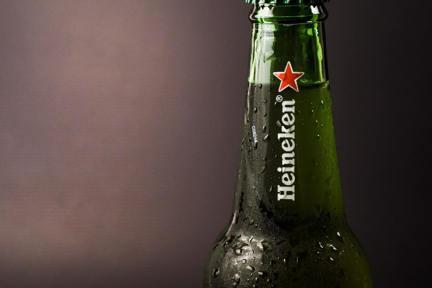 Marinette,WI-Nov29,2021- Heineken Beer, Close on Ice Since 1975, most Heineken beer has been produced at the brewery in Zoeterwoude, Netherlands. photo