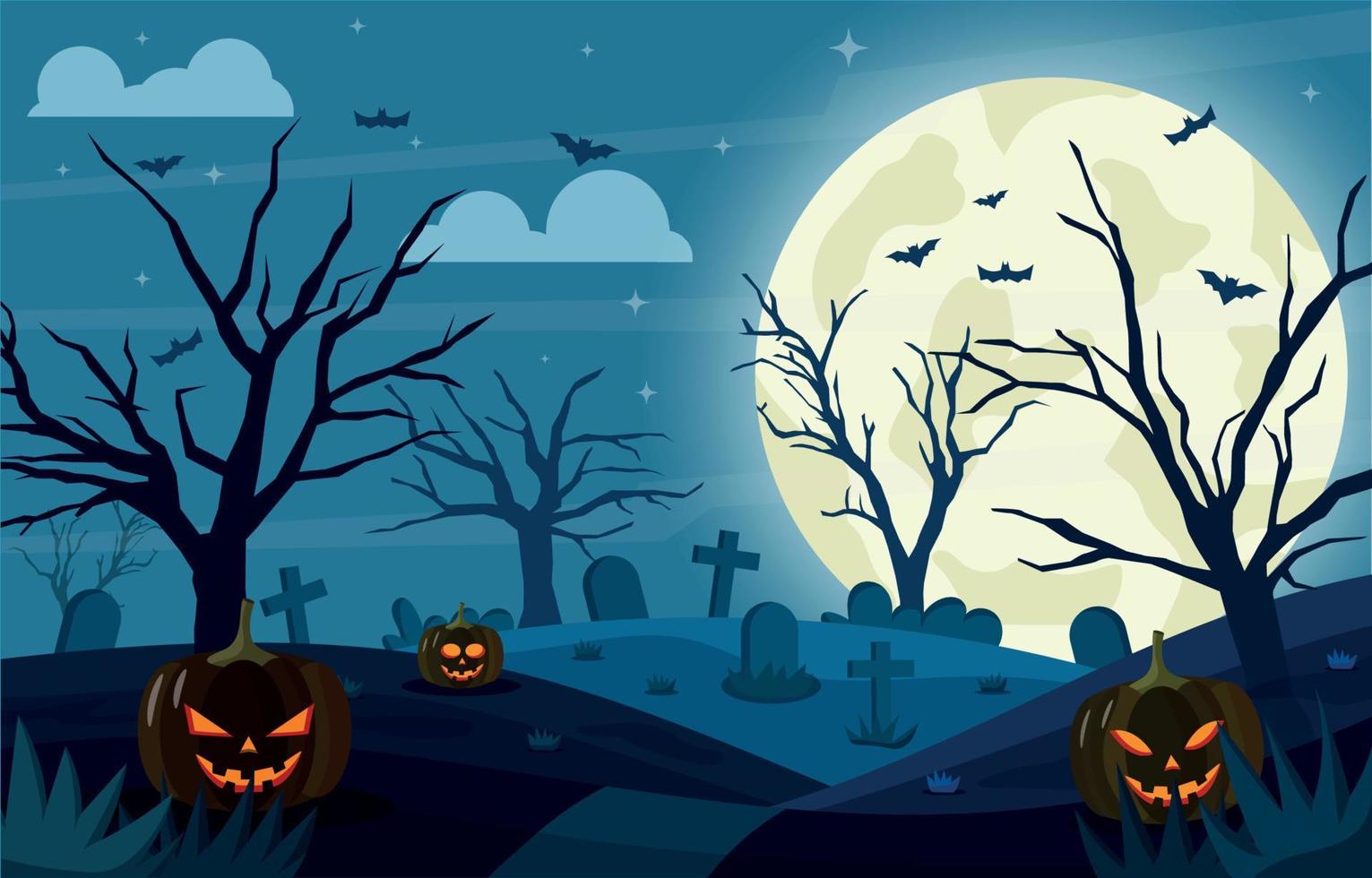Halloween Spooky Graveyard Background vector