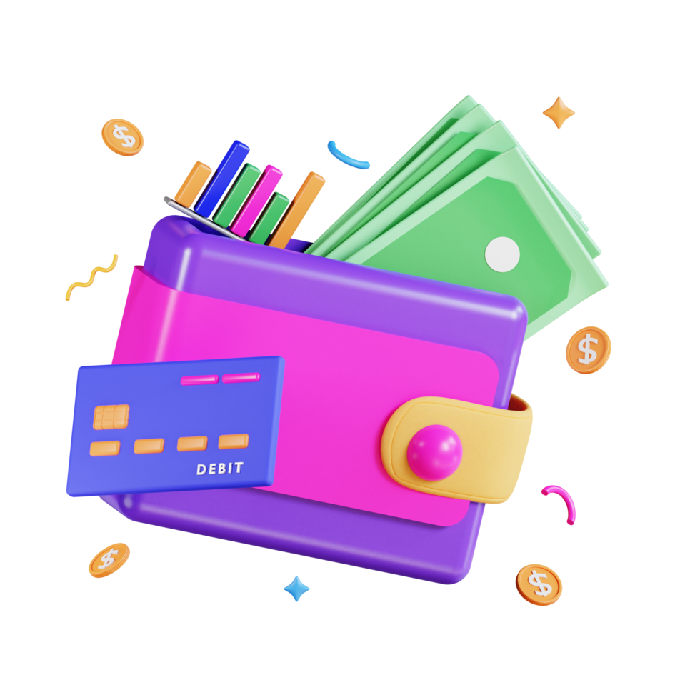 3d business wallet finance illustration png