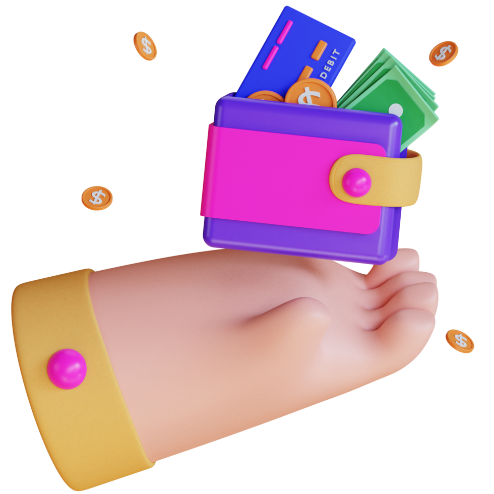 3d business wallet finance illustration png