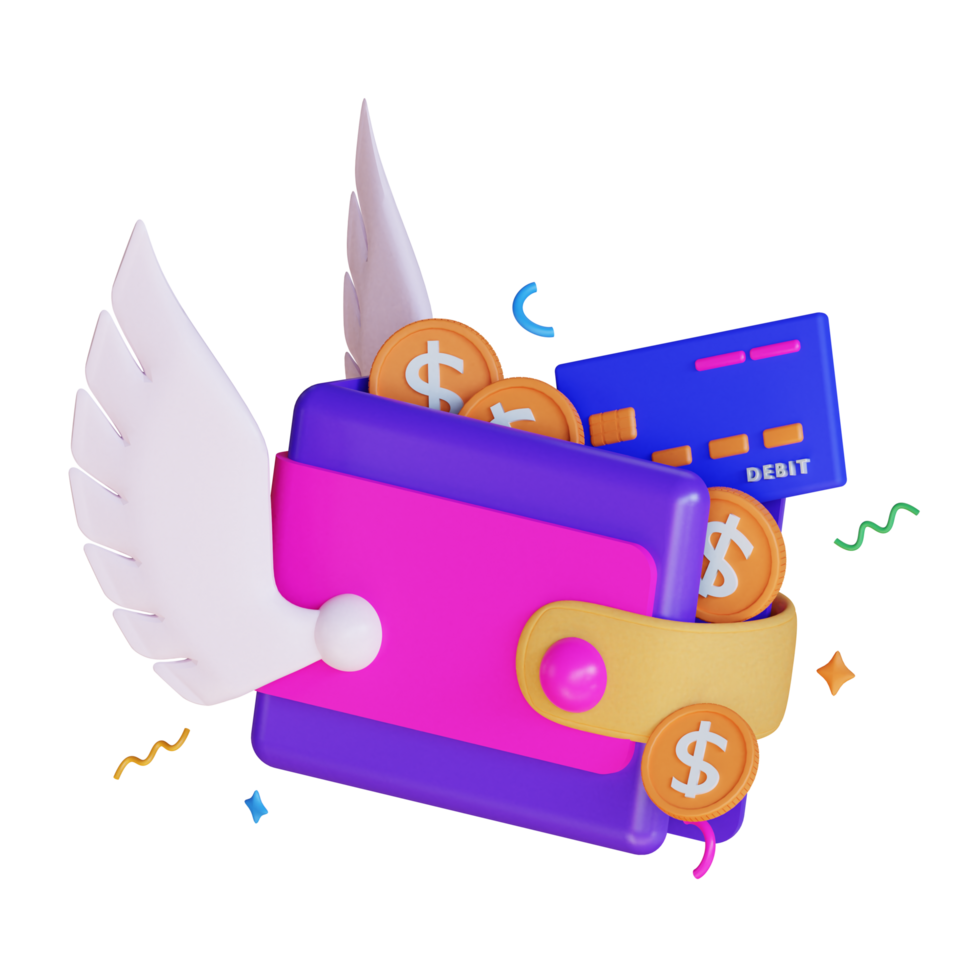 3d business wallet finance illustration png