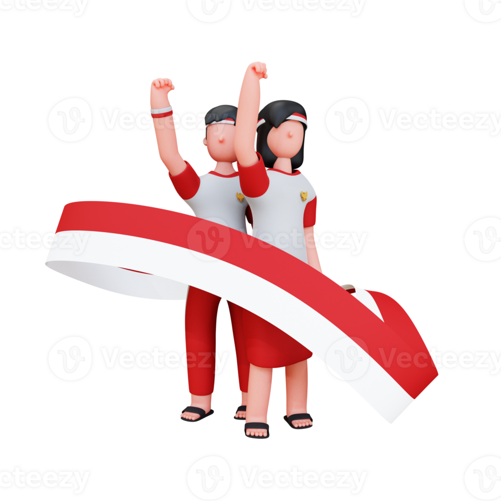 3D Character Independence Day Of Indonesia png