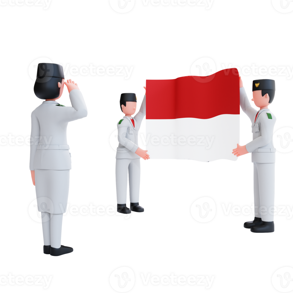 3D Character Independence Day Of Indonesia png