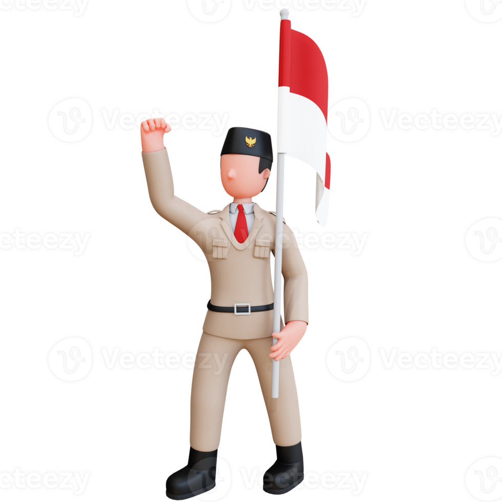 3D Character Independence Day Of Indonesia png