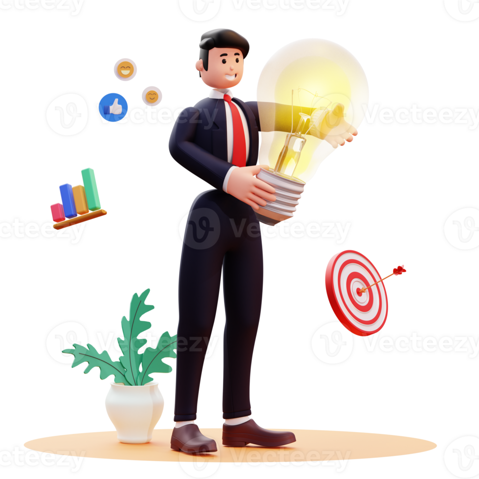 3D Character Businessman Illustration png