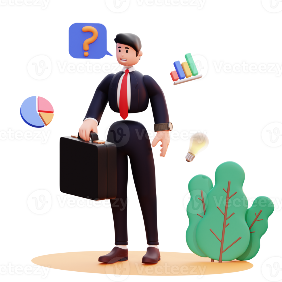 3D Character Businessman Illustration png
