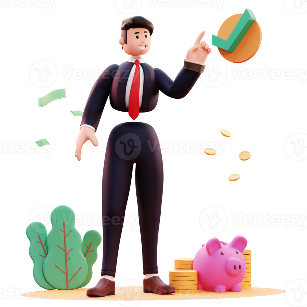 3D Character Businessman Illustration png