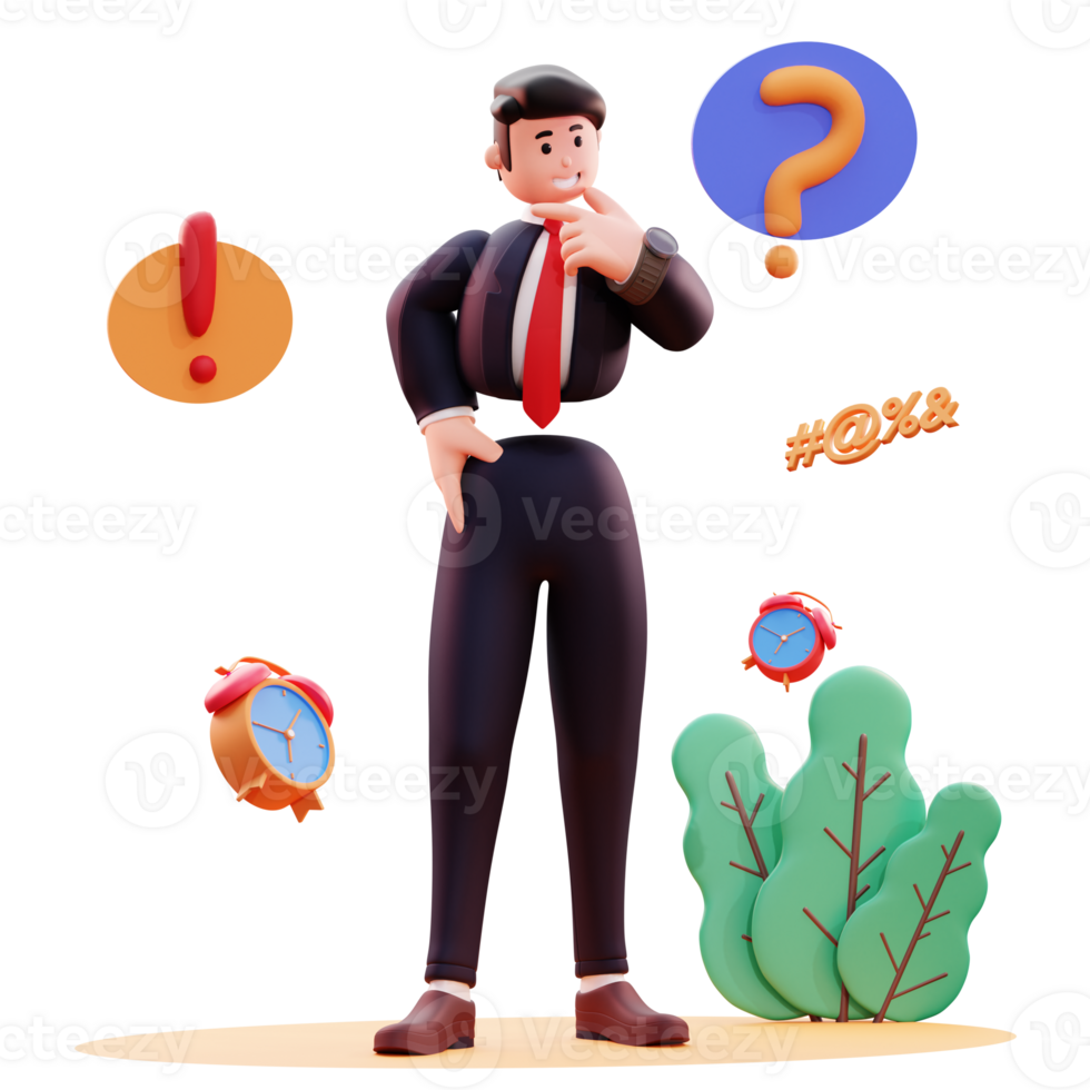 3D Character Businessman Illustration png