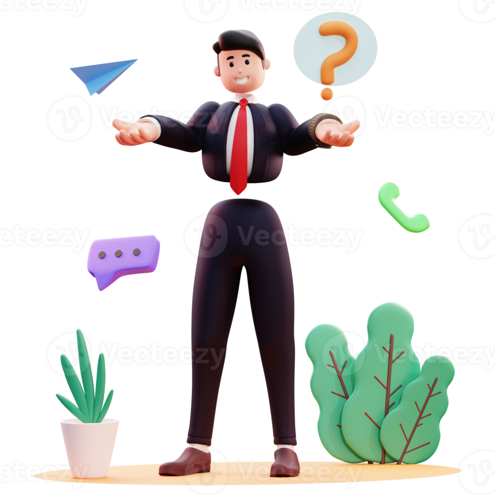 3D Character Businessman Illustration png