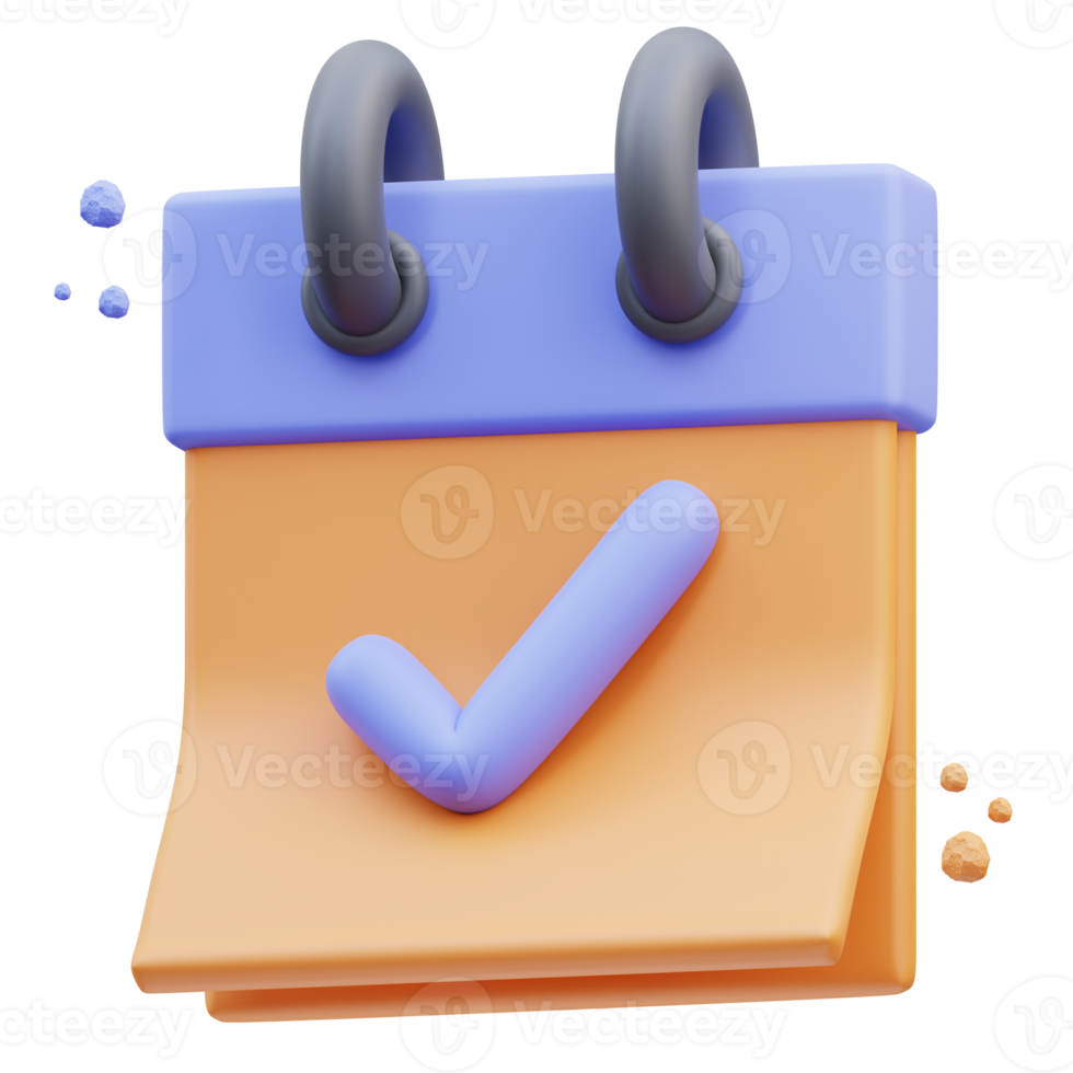 3d rendering of cute icon illustration calendar approved png