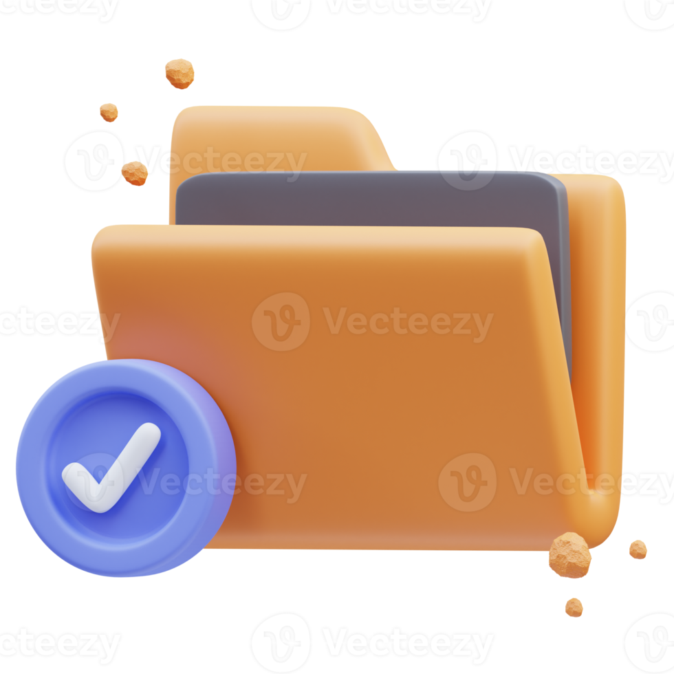 3d rendering of cute icon illustration folder approved png