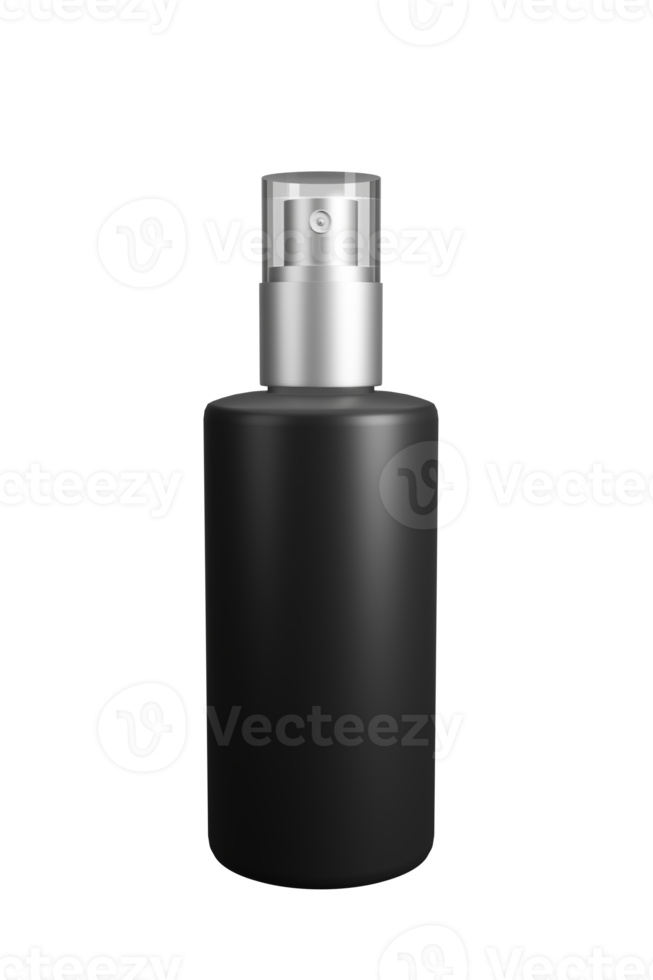 flacone spray nero bellezza cosmetica mockup vuoto illustrazione 3d png