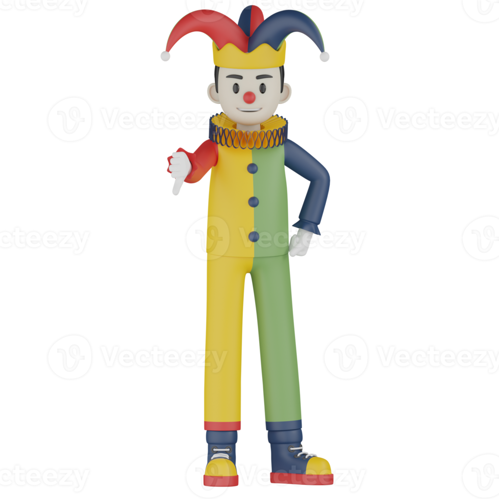 3d Isolated Clown In Action png