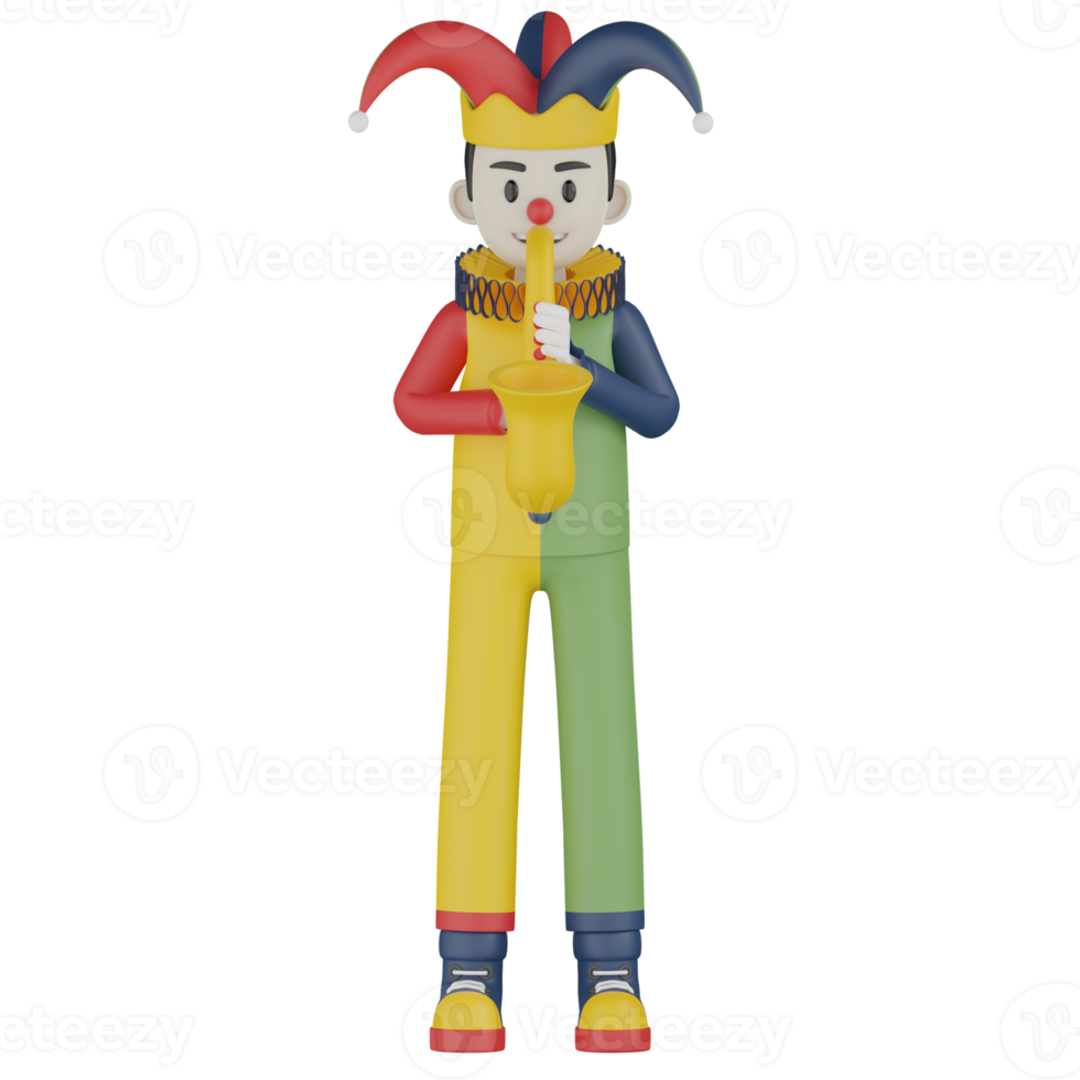 3d Isolated Clown In Action png