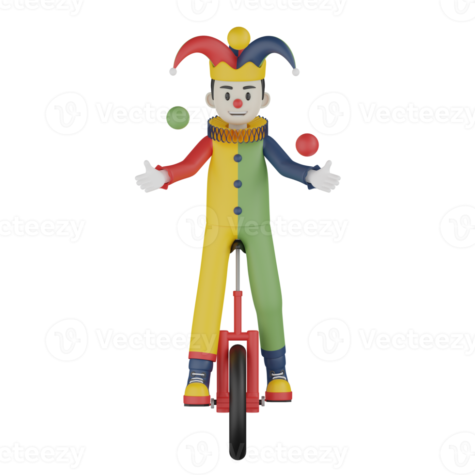 3d Isolated Clown In Action png