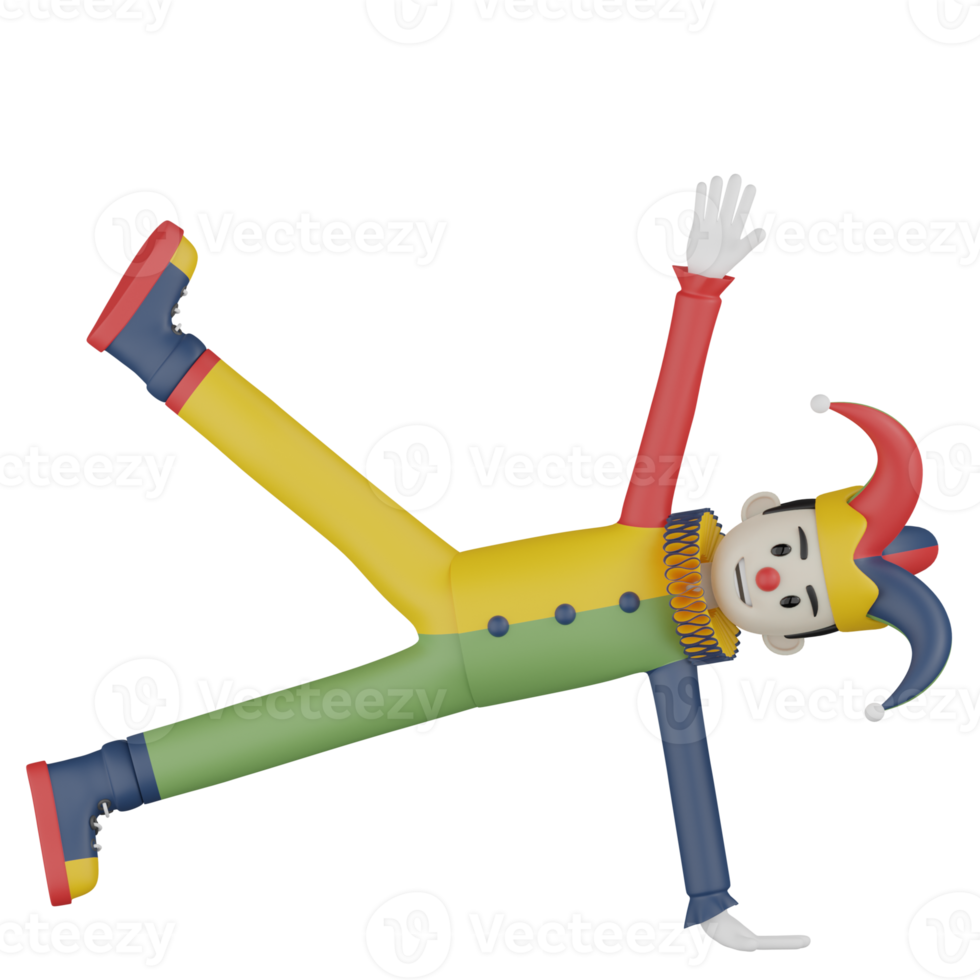 3d Isolated Clown in action png