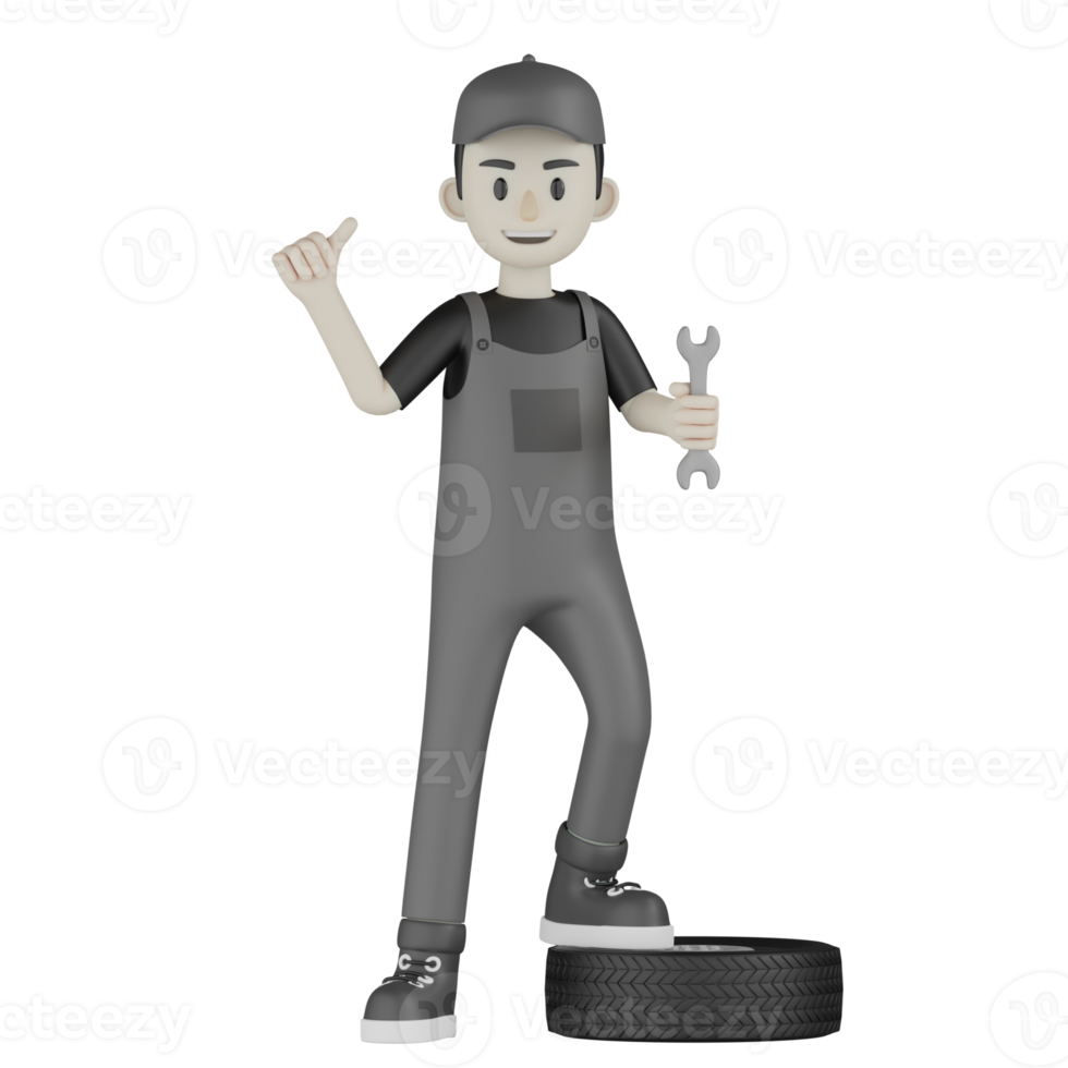 3d Isolated Mechanic in grey Wearpack png