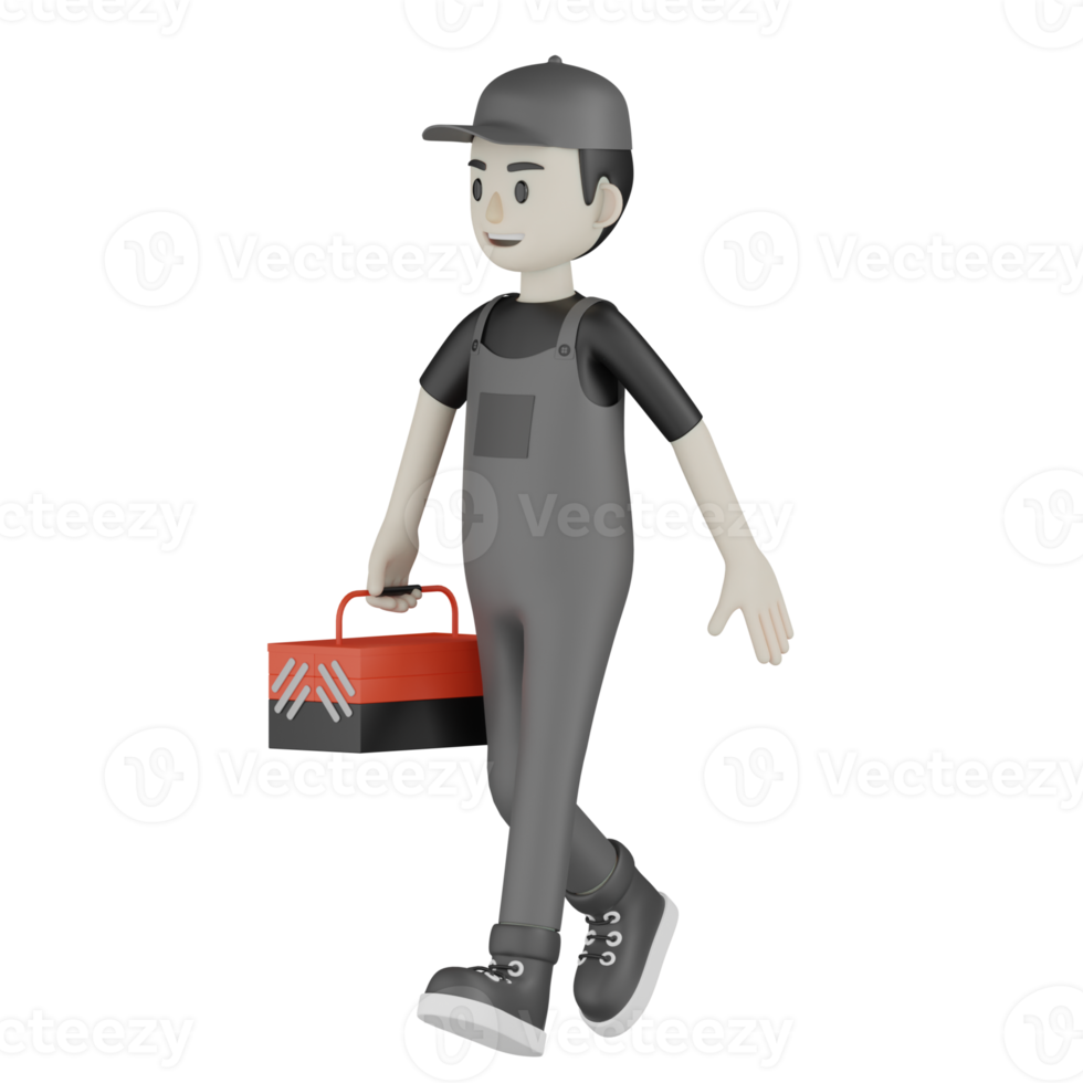 3d Isolated Mechanic in grey Wearpack png