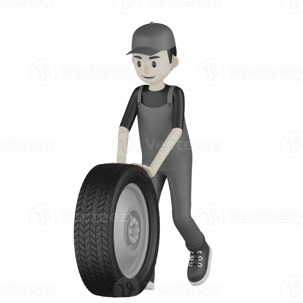 3d Isolated Mechanic in grey Wearpack png