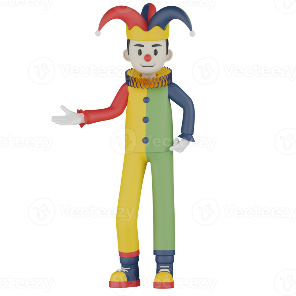 3d Isolated Clown In Action png