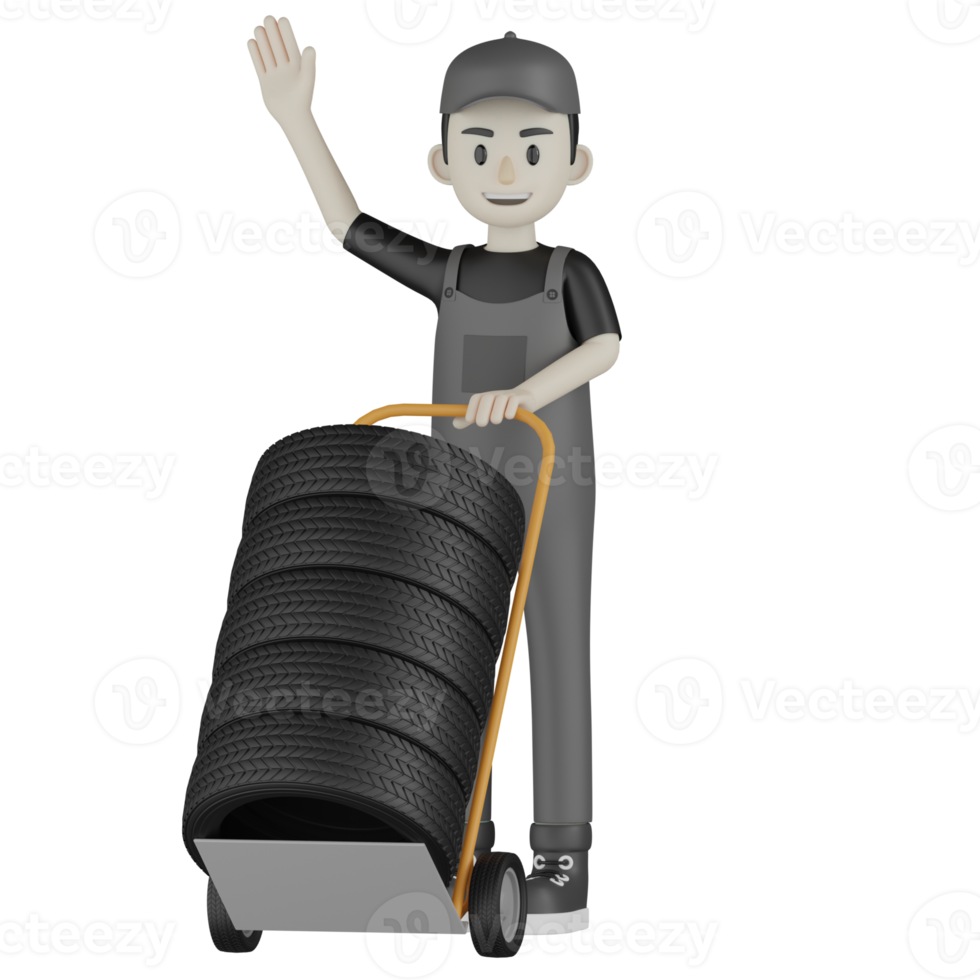 3d Isolated Mechanic in grey Wearpack png