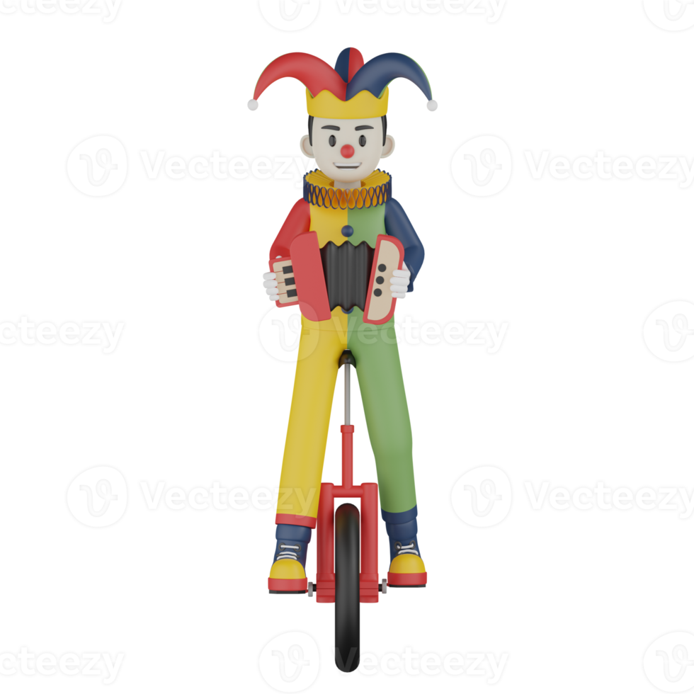 3D-geïsoleerde clown in actie png