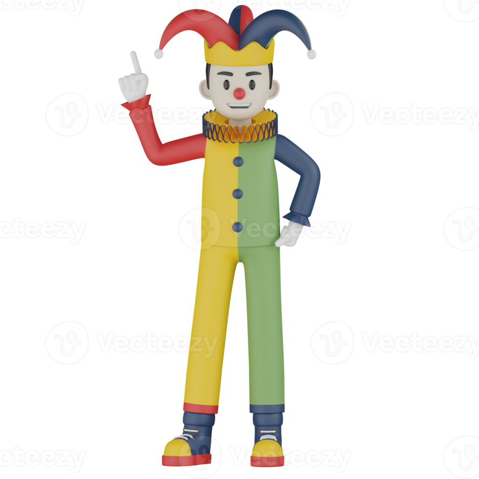 3D isolierter Clown in Aktion png