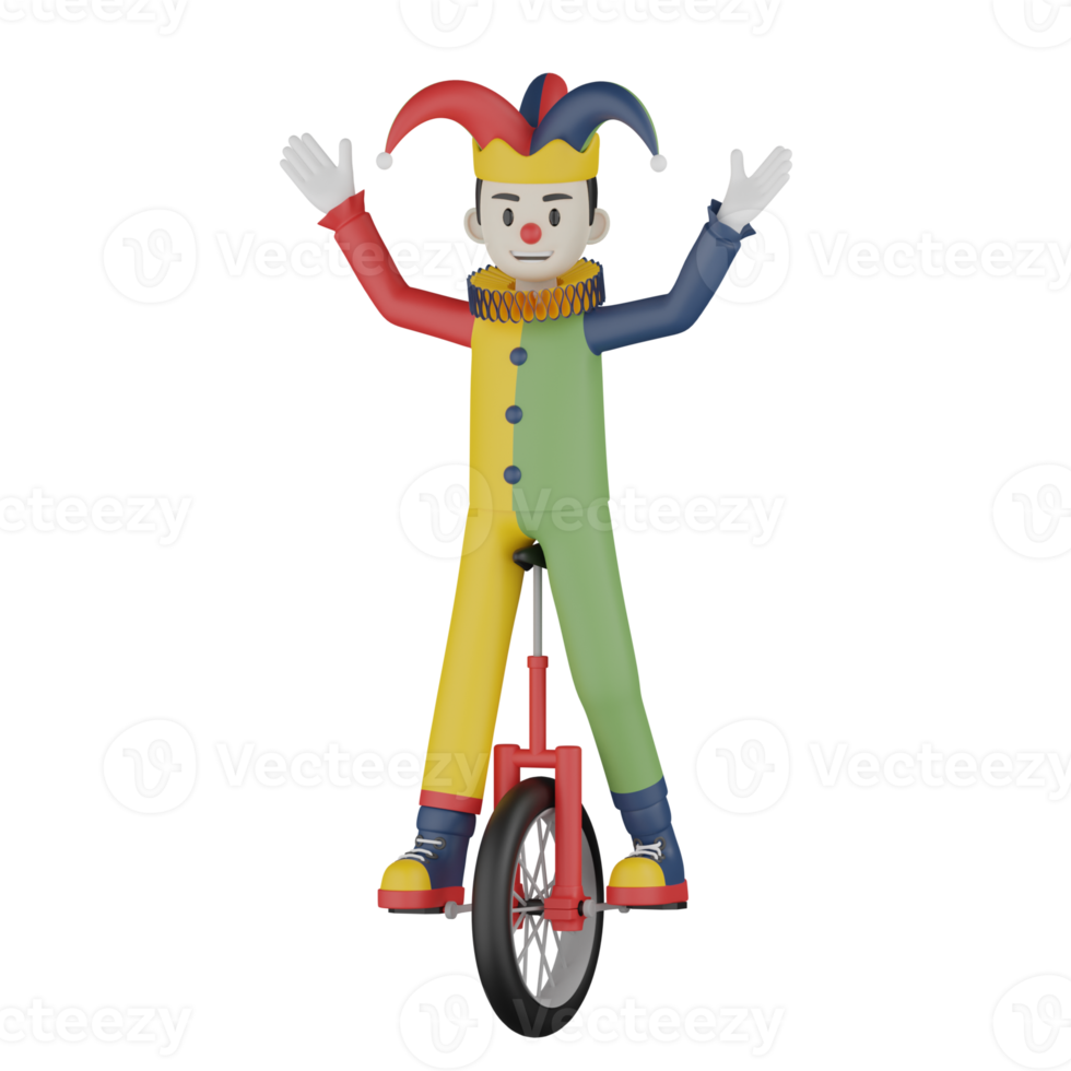 3d Isolated Clown in action png
