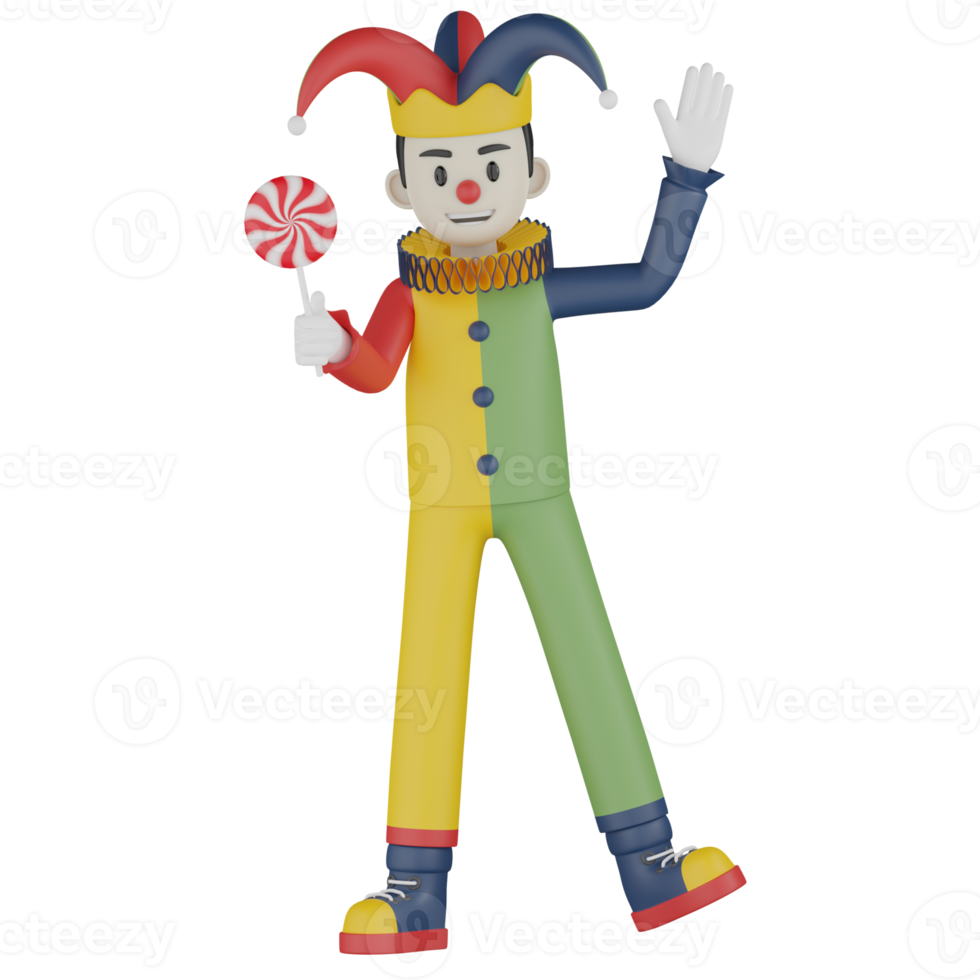 3d Isolated Clown In Action png