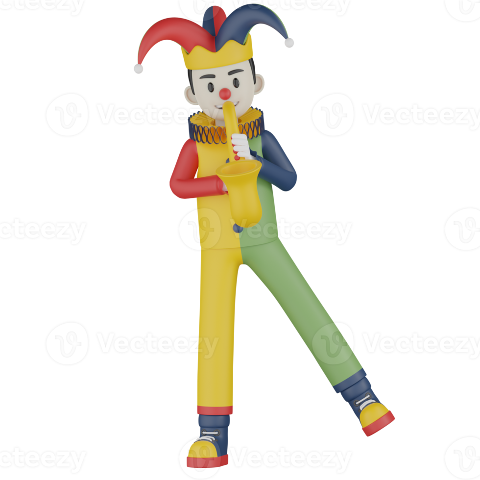 3d Isolated Clown in action png